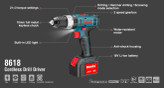 دریل پیچ گوشتی چکشی شارژی 18 ولت رونیکس (Ronix) 8618 ابزار صنعتی الهی شیراز