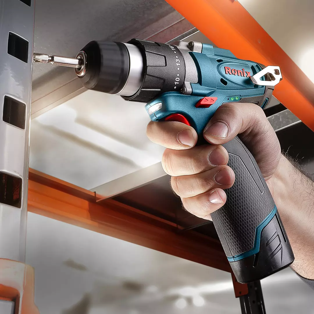 دریل پیچ گوشتی شارژی رونیکس (Ronix) 12 ولت نیم تنه فلزی- 8812 ابزار صنعتی الهی شیراز