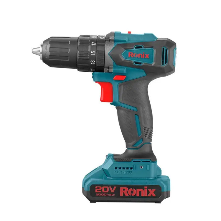 دریل پیچ گوشتی چکشی رونیکس (Ronix) شارژی براشلس 20 ولت-8900 ابزار صنعتی الهی شیراز