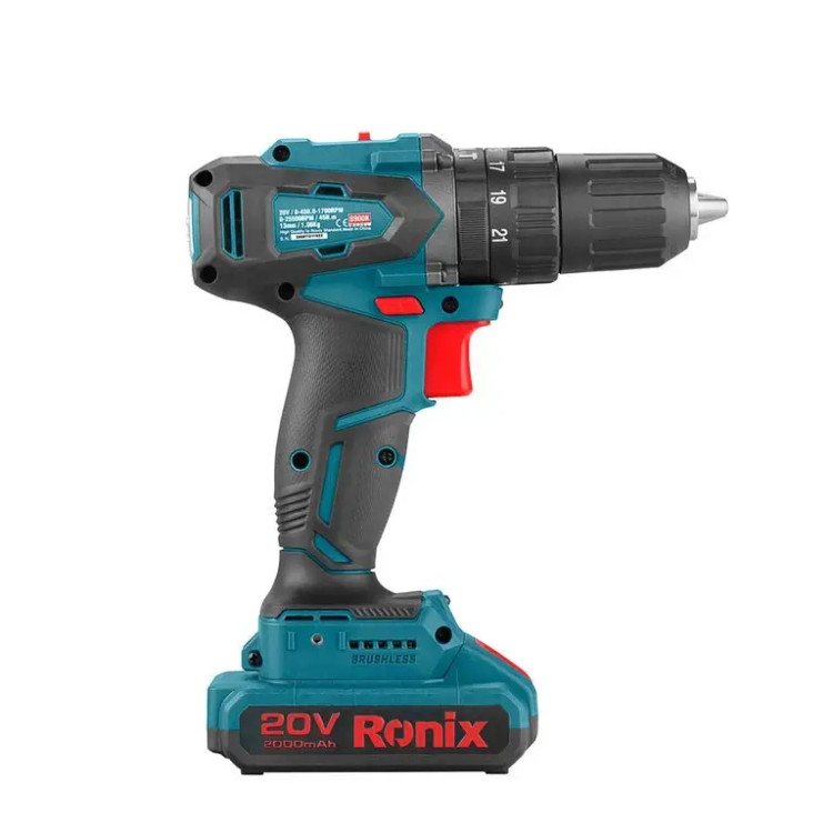 دریل پیچ گوشتی چکشی رونیکس (Ronix) شارژی براشلس 20 ولت-8900 ابزار صنعتی الهی شیراز