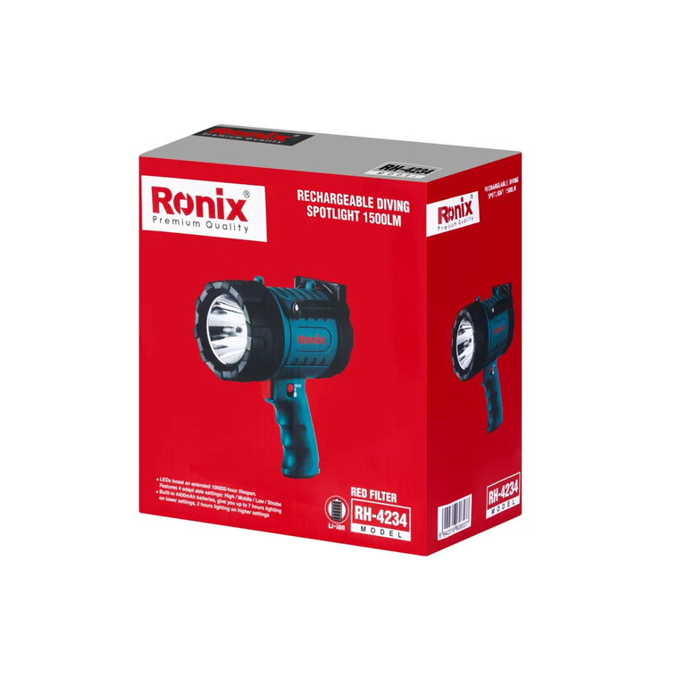 نورافکن تفنگی شارژی رونیکس (Ronix) 1500 لومن-RH-4234 ابزار صنعتی الهی شیراز